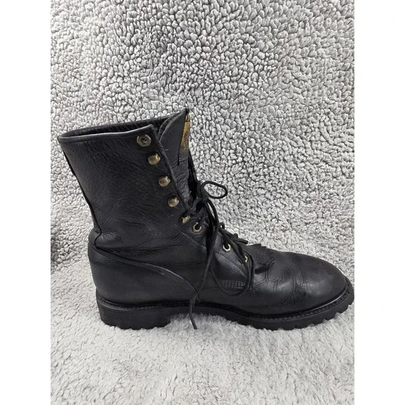 Justin 763 Men's Double Comfort Collection Black Leather Work Boots‎ sz 12 B